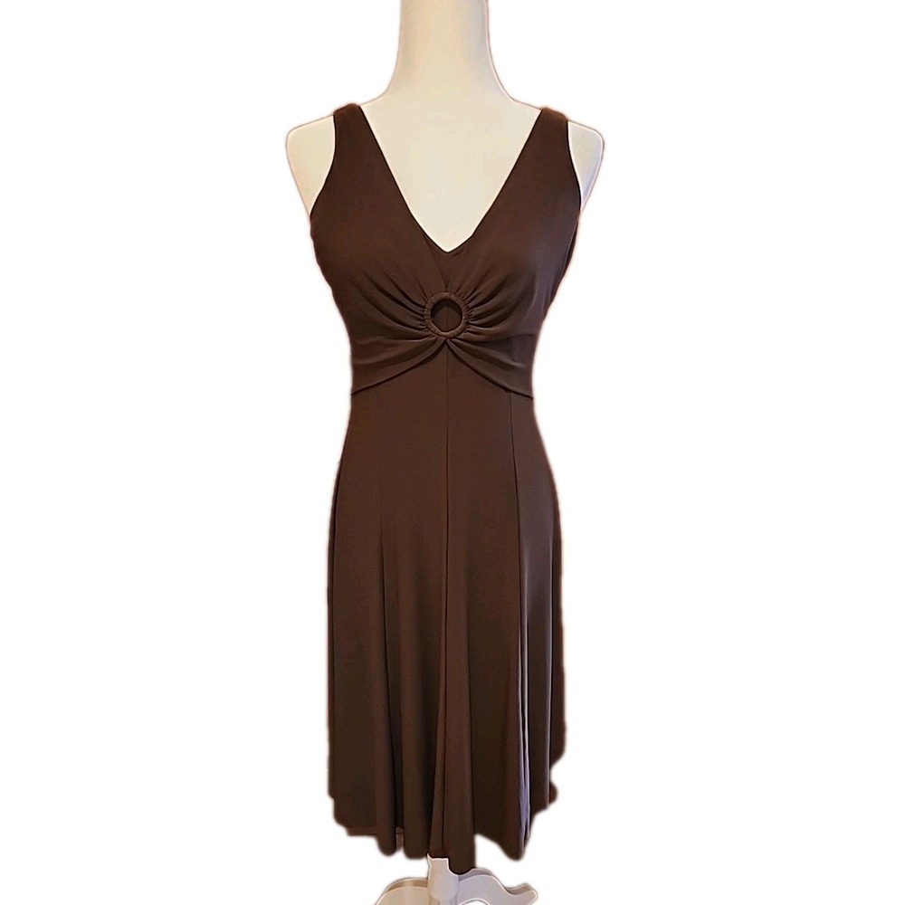 VTG 90s‎ Y2K Evan Picone Midi Dress Timeless Day To Night Chocolate Brown Sz 4